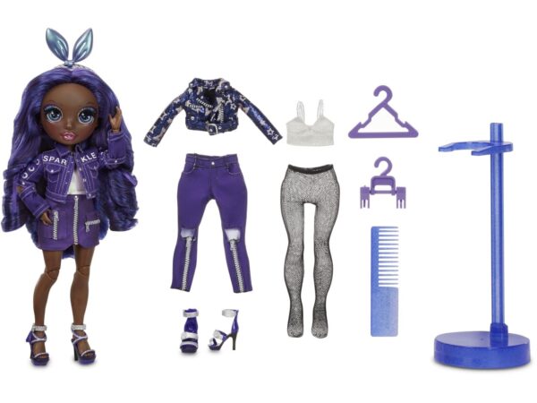 Official Rainbow High Indigo Doll – Krystal Bailey with 2 Outfits & Doll Stand - Image 3