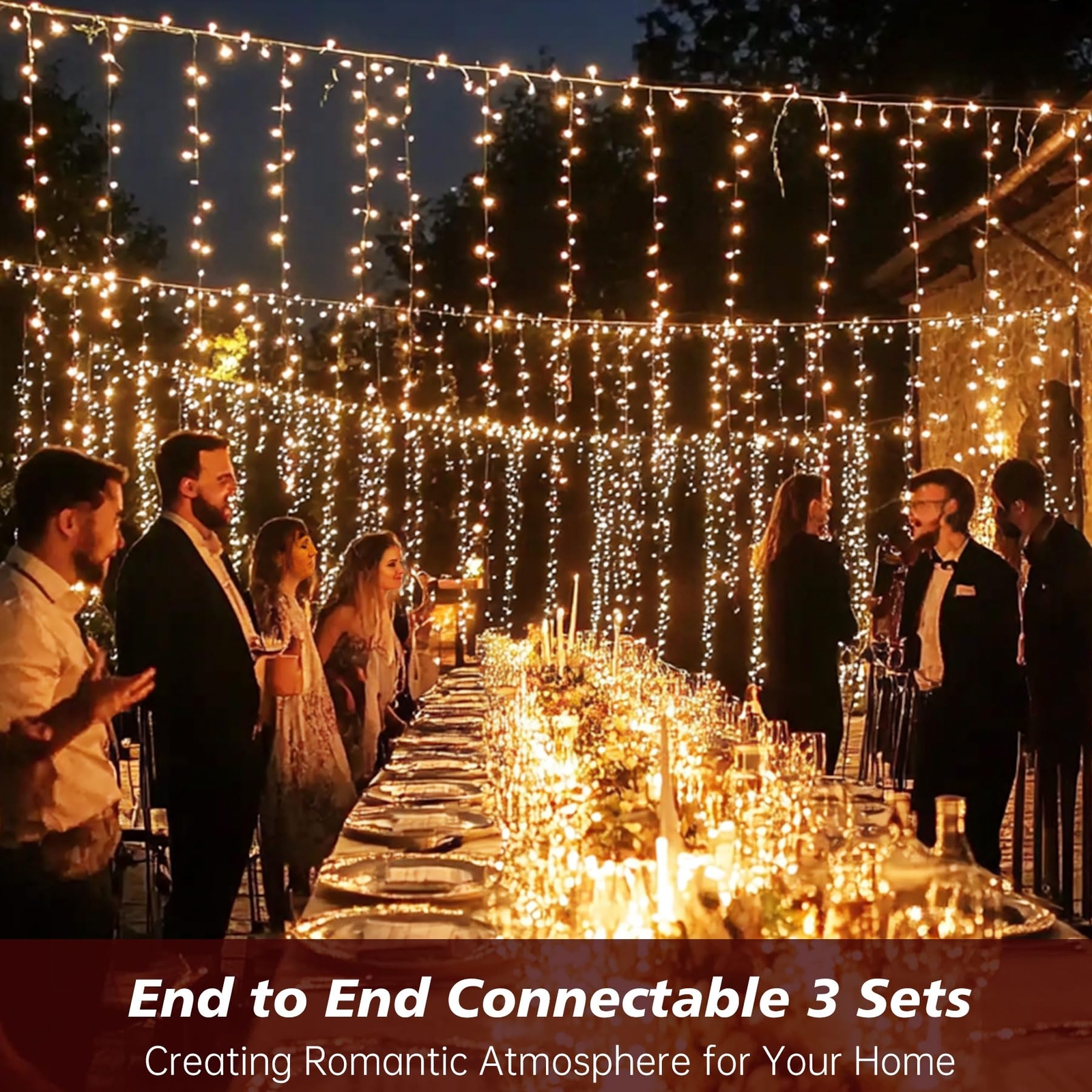 Icicle LED Christmas Lights 49.2FT, 520 LEDs, 8 Modes Warm White String Lights - Image 4