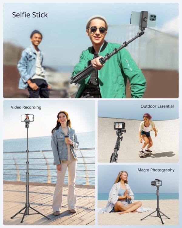 Cell Phone Tripod Stand & Selfie Stick, Extendable with Wireless Remote - Image 4
