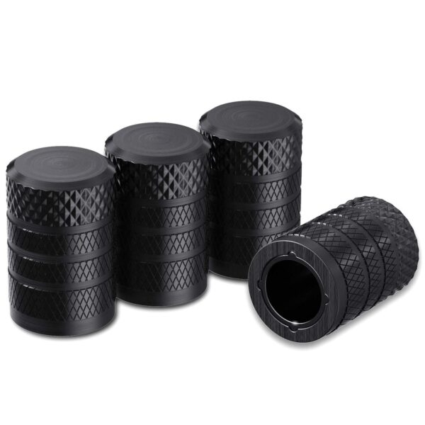 4-Pack CKAuto Black Anodized Aluminum Tire Valve Caps - Corrosion-Resistant