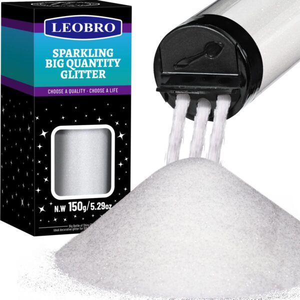 LEOBRO White Glitter Glitter 150g/5.29oz White Fine Glitter Extra Fine Glitte...