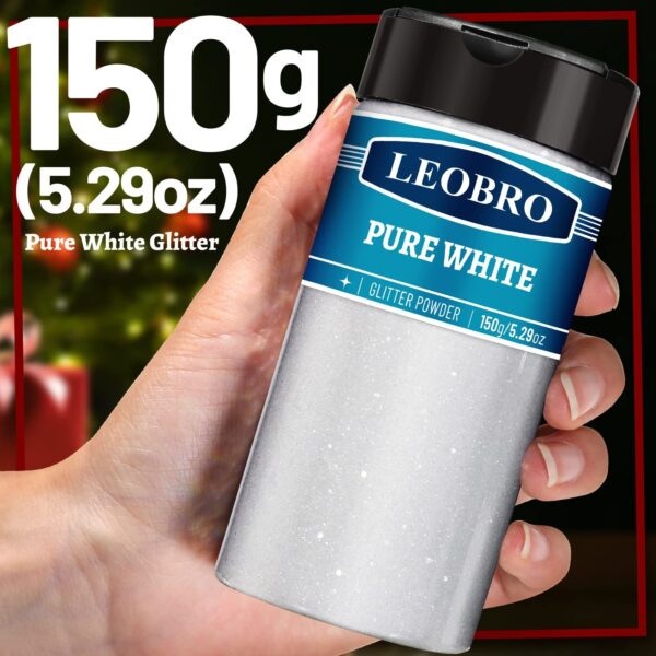 LEOBRO White Glitter Glitter 150g/5.29oz White Fine Glitter Extra Fine Glitte... - Image 2